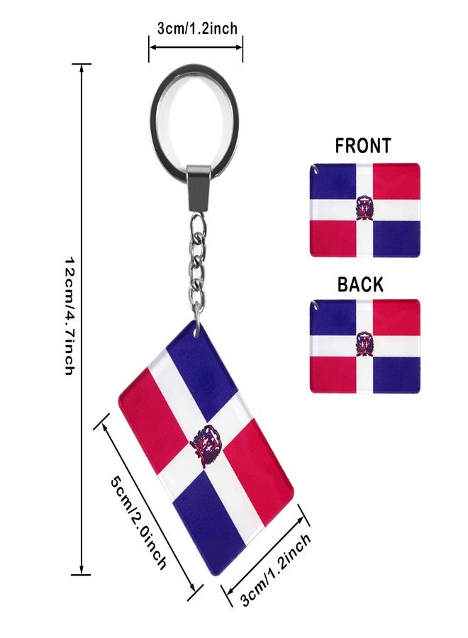 QQSD Dominican Flag Keychain Key Ring, 2 Pack - Image 2